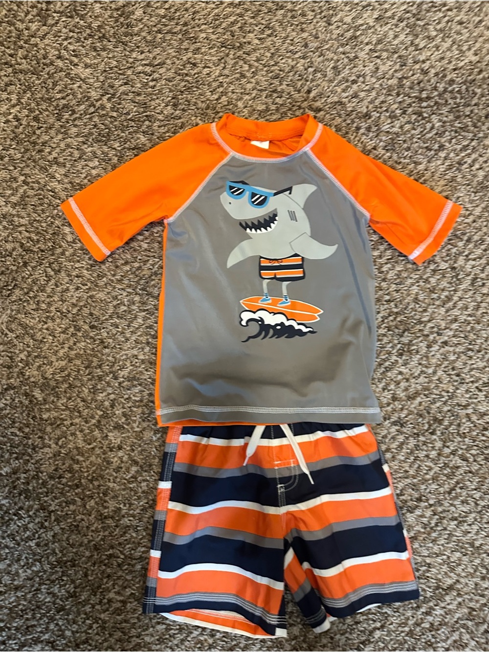 Gymboree Orange & Gray Shark Surf Rashguard Set